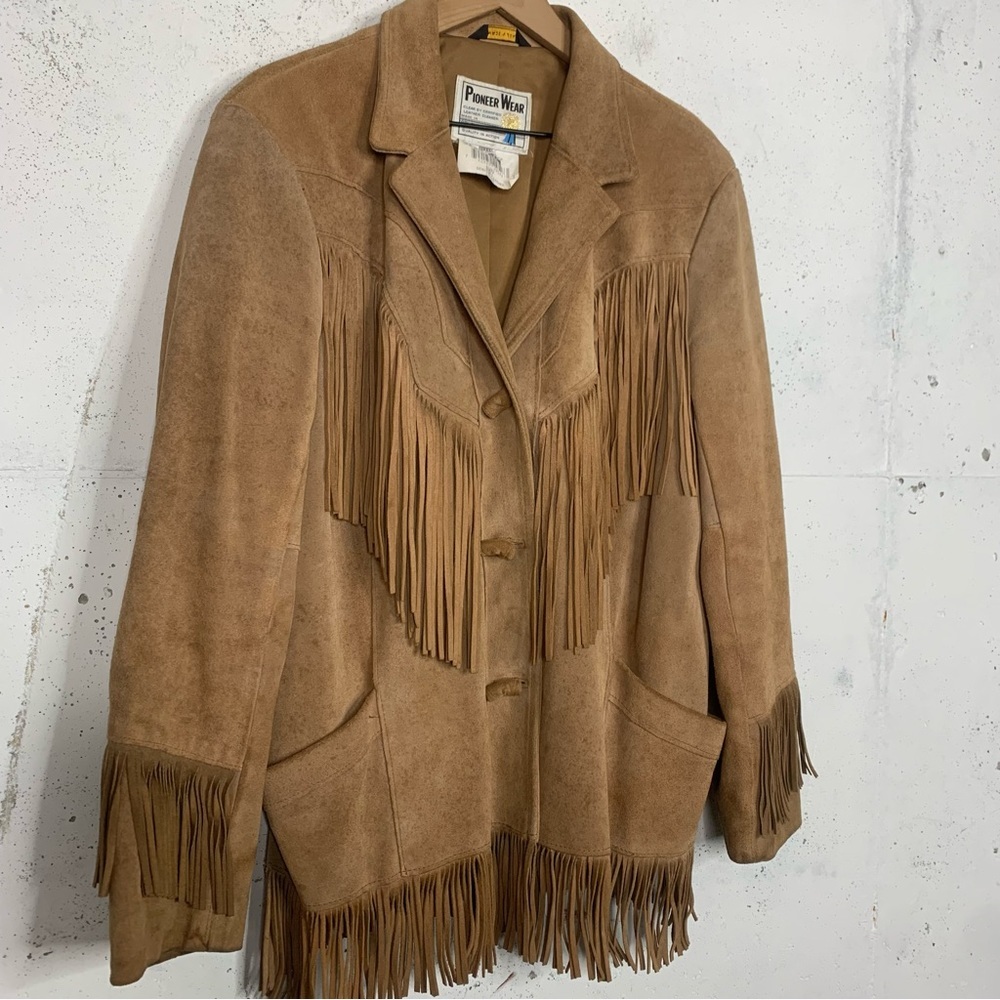 Pioneer Wear Suede Leather Fringe Blazer Jacket Size 10 - Picture 7 of 15